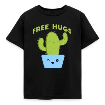 Câliner le cactus. Câlins gratuits - T-shirt Enfant - noir - Devant - AI Model Kid Female (0cm)
