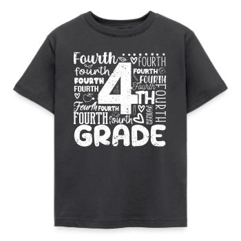 4th Grade Typography Team Fourth Grade - Kids' T-Shirt - dark grey - Front - AI Model Kid Female (0cm)