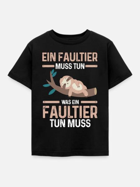 Faultier - Kinder T-Shirt - Schwarz