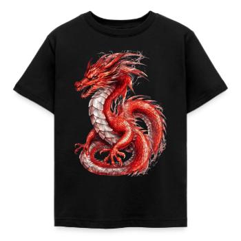 Roter Drache, Nebeltier - Kinder T-Shirt - Schwarz - Vorne - AI Model Kid Female (0cm)