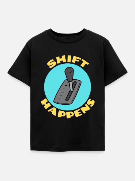 Verschiebung geschieht | Auto-Wortspiel - Kinder T-Shirt - Schwarz