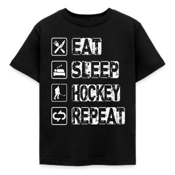 Eat Sleep Hockey Repeat - Kinder T-Shirt - Schwarz - Vorne - AI Model Kid Female (0cm)