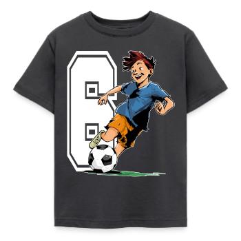 6 Year Old Footballer & Soccer Children's Birthday Party - Kids' T-Shirt - dark grey - Front - AI Model Kid Female (0cm)