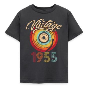 1955 Verjaardag Vinyl Vintage - Kinderen T-shirt - antraciet - Voor - AI Model Kid Female (0cm)