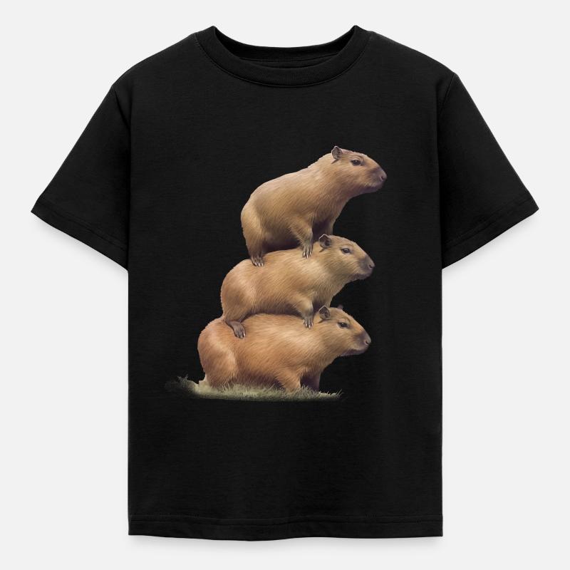 Capybara-Turm - Kinder T-Shirt - Schwarz