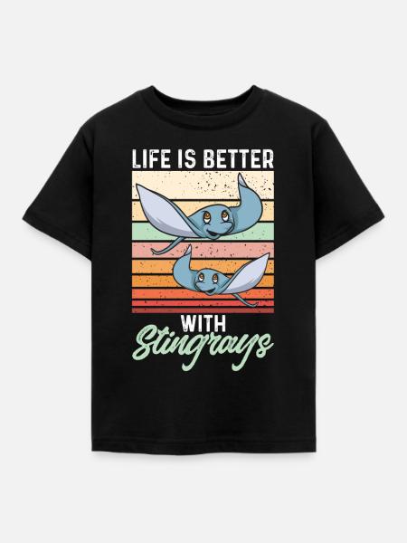 Stachelrochen Mantarochen Ozean Rochen - Kinder T-Shirt - Schwarz
