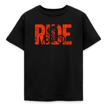 MTB Mountainbike RIDE Mountain Biking - Kids' T-Shirt - black - Front - AI Model Kid Female (0cm)