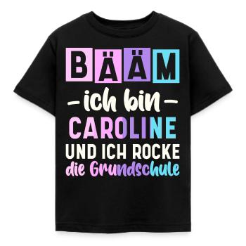 Name Caroline Geschenk Grundschule - Kinder T-Shirt - Schwarz - Vorne - AI Model Kid Female (0cm)
