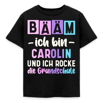 Name Carolin Geschenk Grundschule - Kinder T-Shirt - Schwarz - Vorne - AI Model Kid Female (0cm)