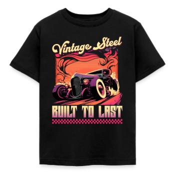 Hot Rod, Vintage Stål, Retro Muscle Car Dam - T-shirt barn - svart - Fram - AI Model Kid Female (0cm)