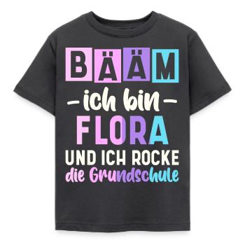 Name Flora Geschenk Grundschule - Kinder T-Shirt - Dunkelgrau - Vorne - AI Model Kid Female (0cm)