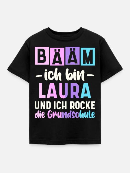 Name Laura Geschenk Grundschule - Kinder T-Shirt - Schwarz