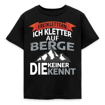 FREIKLETTERN - klettern - berge - keiner kennt - Kinder T-Shirt - Schwarz - Vorne - AI Model Kid Female (0cm)