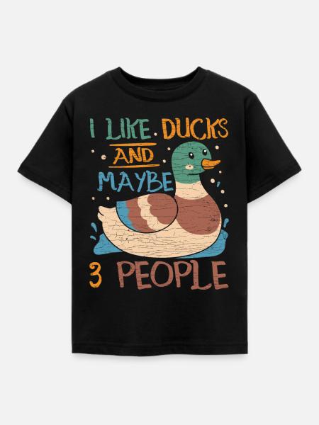 Ente Entchen Geschenk - Kinder T-Shirt - Schwarz