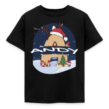 Fantastischer Andy-Name mit Weihnachtsmütze im Weihnachtsthema - Kinder T-Shirt - Schwarz - Vorne - AI Model Kid Female (0cm)