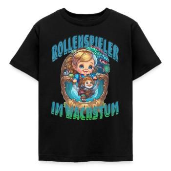 Rollenspieler im Wachstum - Kinder T-Shirt - Schwarz - Vorne - AI Model Kid Female (0cm)