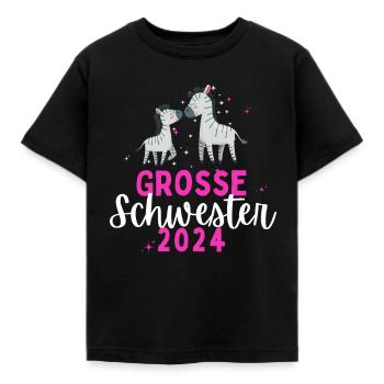 Ich werde Große Schwester 2024 Loading Zebra - Kinder T-Shirt - Schwarz - Vorne - AI Model Kid Female (0cm)