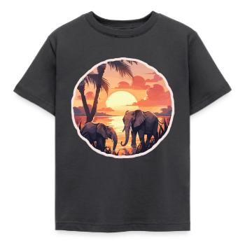 Elephant, Elephant, Pachyderm, Animal, Africa, Safari - Kids' T-Shirt - dark grey - Front - AI Model Kid Female (0cm)