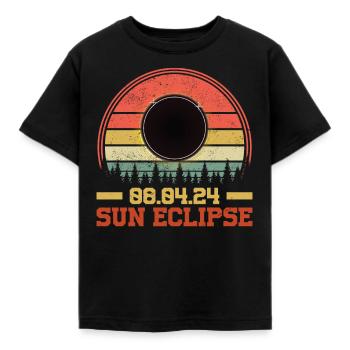 Totale Sonnenfinsternis Usa 8. April 2024 - Kinder T-Shirt - Schwarz - Vorne - AI Model Kid Female (0cm)
