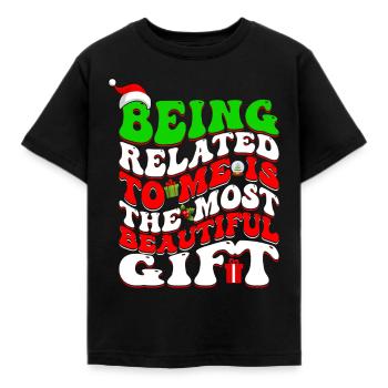 Être lié à moi - Dicton de Noël drôle - T-shirt Enfant - noir - Devant - AI Model Kid Female (0cm)