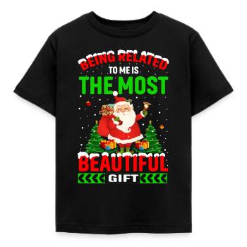 Être lié à moi - Dicton de Noël drôle - T-shirt Enfant - noir - Devant - AI Model Kid Female (0cm)
