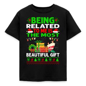 Être lié à moi - Dicton de Noël drôle - T-shirt Enfant - noir - Devant - AI Model Kid Female (0cm)