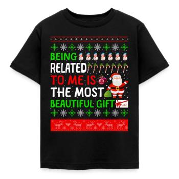 Être lié à moi - Dicton de Noël drôle - T-shirt Enfant - noir - Devant - AI Model Kid Female (0cm)