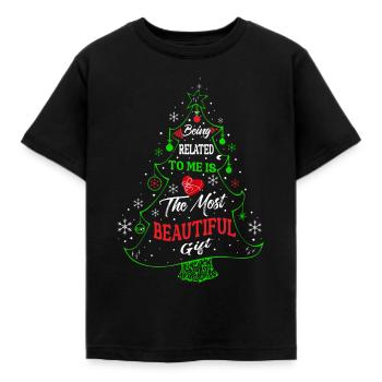 Être lié à moi - Dicton de Noël drôle - T-shirt Enfant - noir - Devant - AI Model Kid Female (0cm)