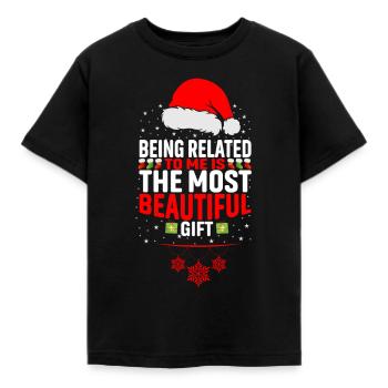 Être lié à moi - Dicton de Noël drôle - T-shirt Enfant - noir - Devant - AI Model Kid Female (0cm)