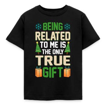 Être lié à moi – Dicton drôle de Noël - T-shirt Enfant - noir - Devant - AI Model Kid Female (0cm)