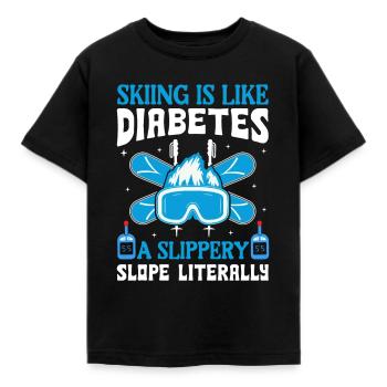 Le ski, c’est comme le diabète : une pente glissante - T-shirt Enfant - noir - Devant - AI Model Kid Female (0cm)