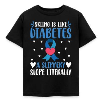 Le ski, c’est comme le diabète : une pente glissante - T-shirt Enfant - noir - Devant - AI Model Kid Female (0cm)