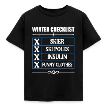 Winter Insulin Checklist for Diabetics - Kids' T-Shirt - black - Front - AI Model Kid Female (0cm)