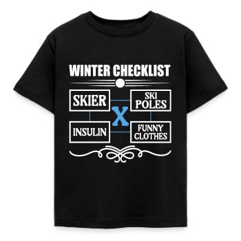 Winter Insulin Checklist for Diabetics - Kids' T-Shirt - black - Front - AI Model Kid Female (0cm)