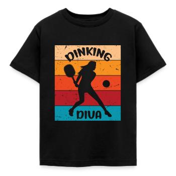 Retro Pickleball Lady - Dinking Diva - T-shirt Enfant - noir - Devant - AI Model Kid Female (0cm)