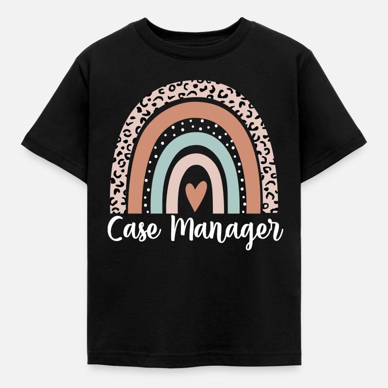 Fallmanager Regenbogenleopard Lustiger Fallmanager - Kinder T-Shirt - Schwarz