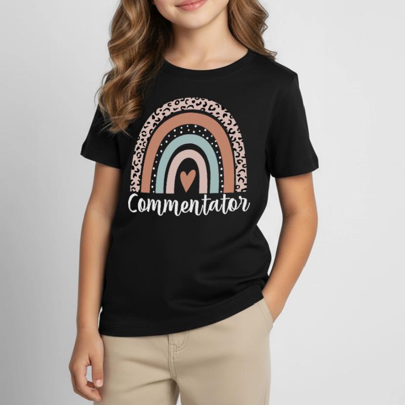 Commentator Rainbow Leopard Funny Commentator Kids' T-Shirt