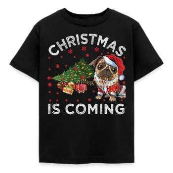 Noël arrive version chien - T-shirt Enfant - noir - Devant - AI Model Kid Female (0cm)