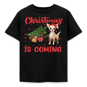 Noël arrive version chien - T-shirt Enfant - noir - Devant - AI Model Kid Female (0cm)
