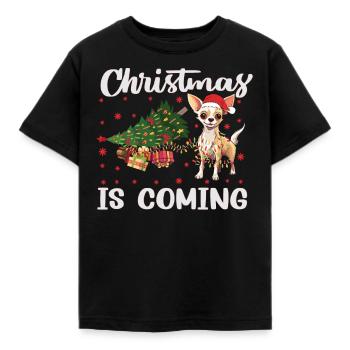 Noël arrive version chien - T-shirt Enfant - noir - Devant - AI Model Kid Female (0cm)