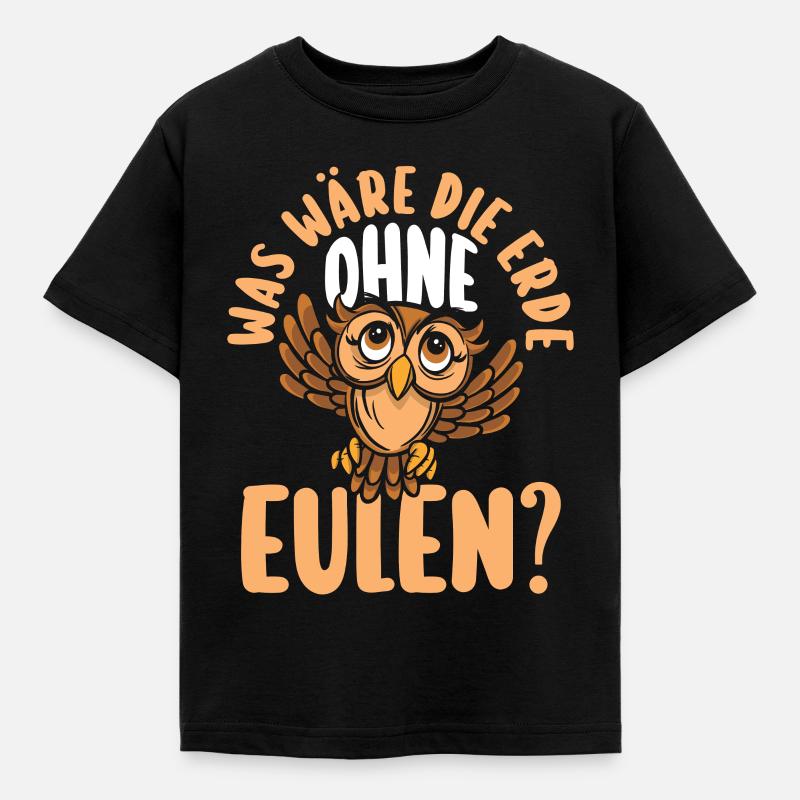Eulen - Kinder T-Shirt - Schwarz