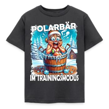 Eisbaden Winterbaden Lustig - Kinder T-Shirt - Dunkelgrau - Vorne - AI Model Kid Female (0cm)