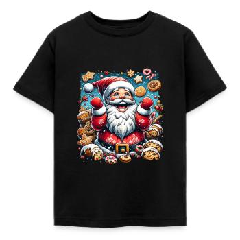 Drôle de Père Noël aime grignoter - Biscuits - T-shirt Enfant - noir - Devant - AI Model Kid Female (0cm)