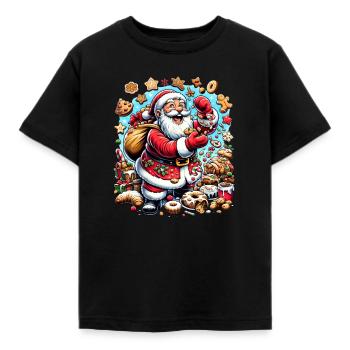 Drôle de Père Noël aime grignoter - Biscuits - T-shirt Enfant - noir - Devant - AI Model Kid Female (0cm)