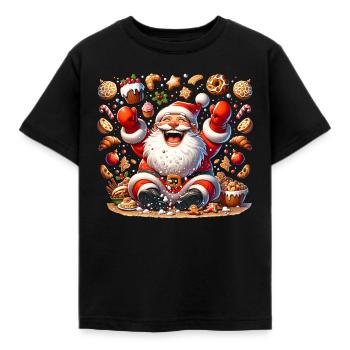 Drôle de Père Noël aime grignoter - Biscuits - T-shirt Enfant - noir - Devant - AI Model Kid Female (0cm)