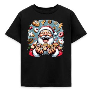 Drôle de Père Noël aime grignoter - Biscuits - T-shirt Enfant - noir - Devant - AI Model Kid Female (0cm)