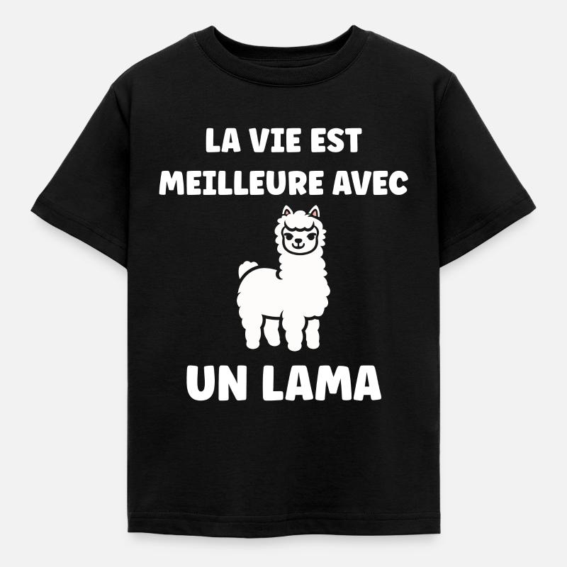 Humour mignon petit lama - T-shirt Enfant - noir
