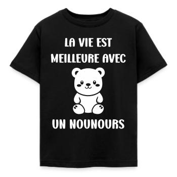 Ours en peluche petit nounours - T-shirt Enfant - noir - Devant - AI Model Kid Female (0cm)