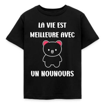 Ours en peluche petit nounours - T-shirt Enfant - noir - Devant - AI Model Kid Female (0cm)