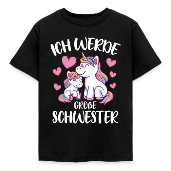 Ich Werde Große Schwester Einhorn Schwestern Idee - Kinder T-Shirt - Schwarz - Vorne - AI Model Kid Female (0cm)